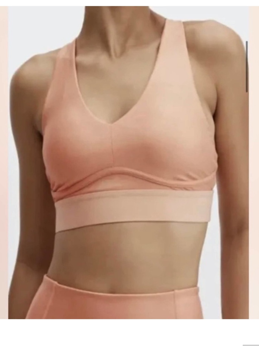 Fabletics Metallic Coral V‑Neck  Sports Bra